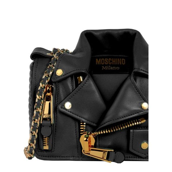 Moschino Bags Moschino Leather Jacket Shoulder Bag Black Female